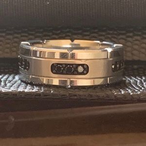 Men’s Tungsten Black Diamond Band-Size 9